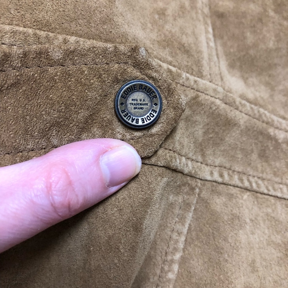 Eddie Bauer Seattle Suede Jacket with Patterned Satin Lining Leather Y2K Outdoor - Picture 14 of 15